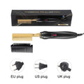 2 In1 Hot Comb Hair Straightener Electric Heating Comb Fast Heating Portable Travel Anti-Scald Beard Straightener Press Comb