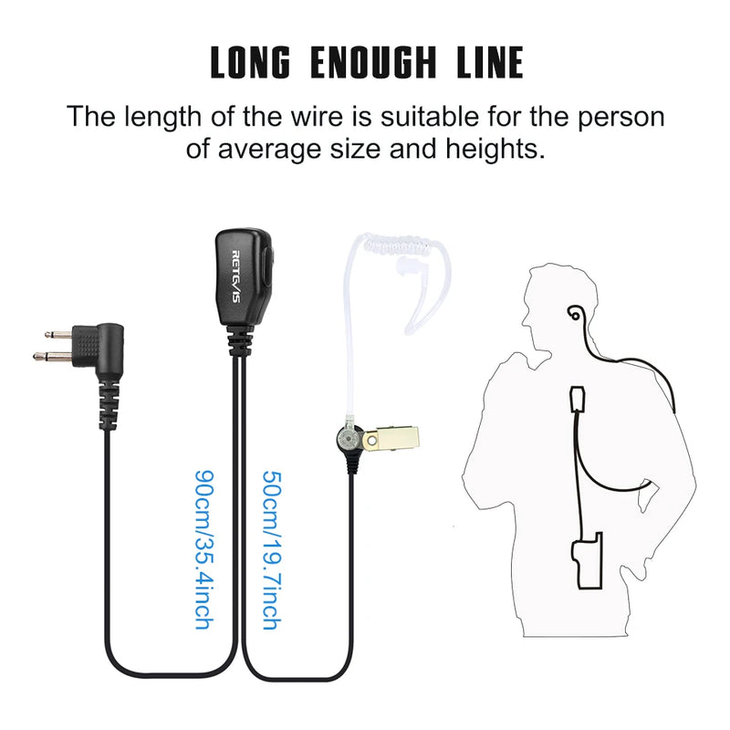 Retevis EAM002 Radio Headset 10pcs Walkie Talkie Accessories Earpieces PTT MIC for Motorola DP1400/GP2000/CP200/040 HYT