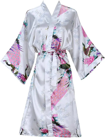 Silk Satin Wedding Bride Bridesmaid Robe Floral Bathrobe | SAMAG