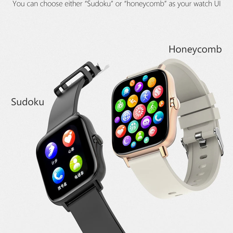 Smart watch with full touch screen, call, message reminder, music control and other functions, compatible with iPhone/android mo
