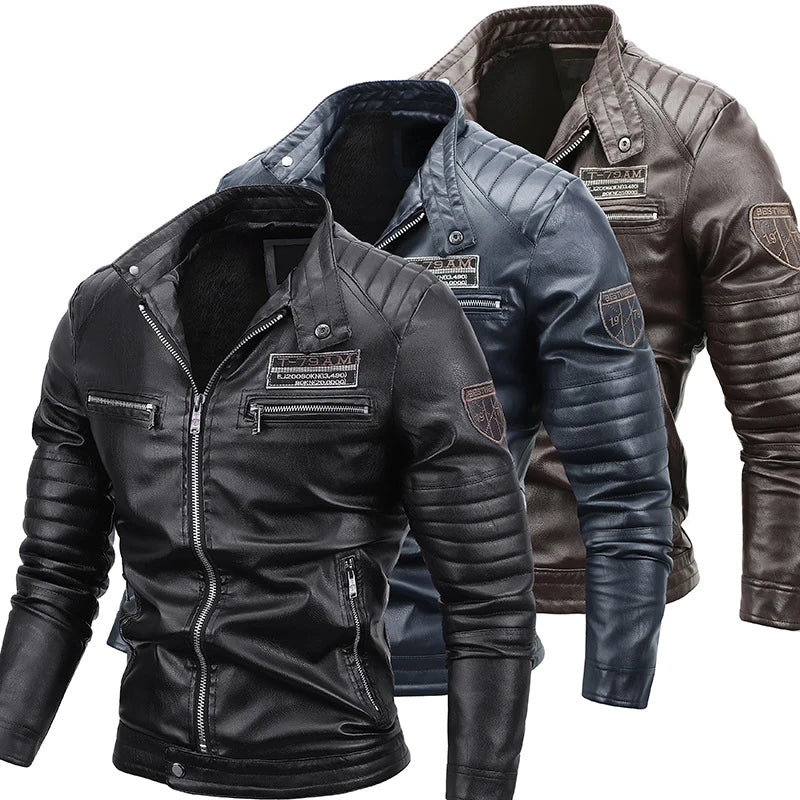 Maxulla Winter Men's PU Jackets Casual Man Warm Motorcycle Leather Jacket Male Slim Fit Windbreaker Biker Leather Coats Clothing