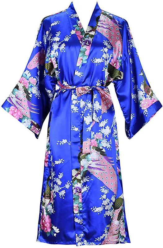 Silk Satin Wedding Bride Bridesmaid Robe Floral Bathrobe | SAMAG