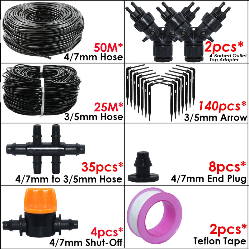 KESLA Garden Automatic Watering Irrigation Kit Elbow Emitter Drip System 4/7MM to 3/5MM Hose for Bonsai Potted Flower Greenhouse