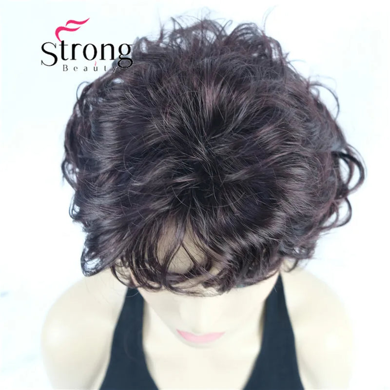 StrongBeauty Short Wig Soft Tousled Curls Blonde Highlights Full Synthetic Wigs COLOUR CHOICES