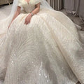 Wedding Dress Shiny Classic Boat Neck Bridal Party Gown - View 8 | SAMAG