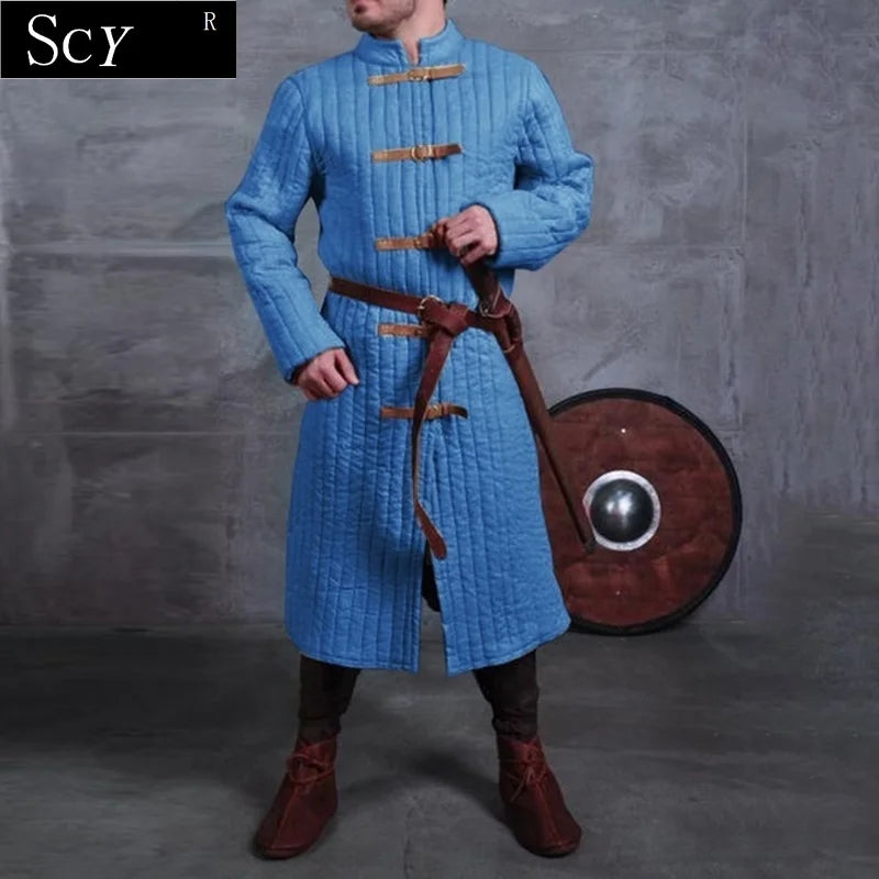 Men's Vintage Medieval Role Playing Jacket Halloween Steampunk Costume Uniform No Belt