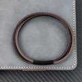 MingAo Designer Charm New Simple Brown Leather Bracelet for Men Stainless Steel Magnetic Clasp Fashion Men Jewelry Bangles Gift