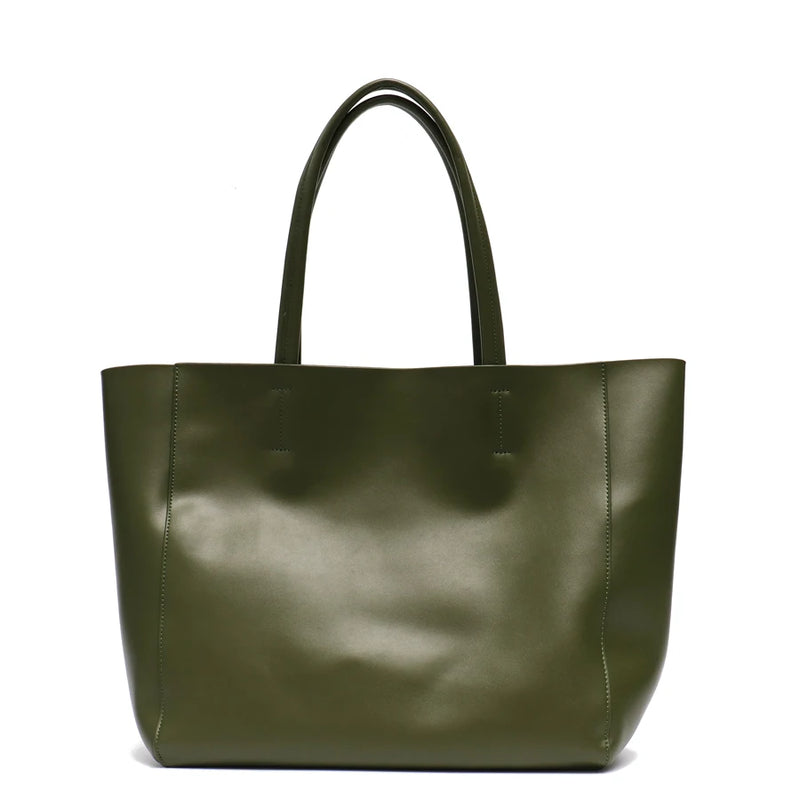 SC Luxury Brand Cow Leather Tote Bags Designer Cowhide Handbags Women Shoulder Bags Fashion Female Large Capacity Liner Bag