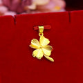 Pure 14K Yellow Gold Pendant Necklace Simple Mini Grass Pendant Real 18K Gold Chain for Women Fine Jewelry Christmas Gift