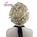 StrongBeauty Short Wig Soft Tousled Curls Blonde Highlights Full Synthetic Wigs COLOUR CHOICES