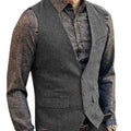 Men's V-Neck Suit Vests Fashion Formal Slim Fit Business Herringbone Dress Waistcoat for Tuxedo Wedding Party
