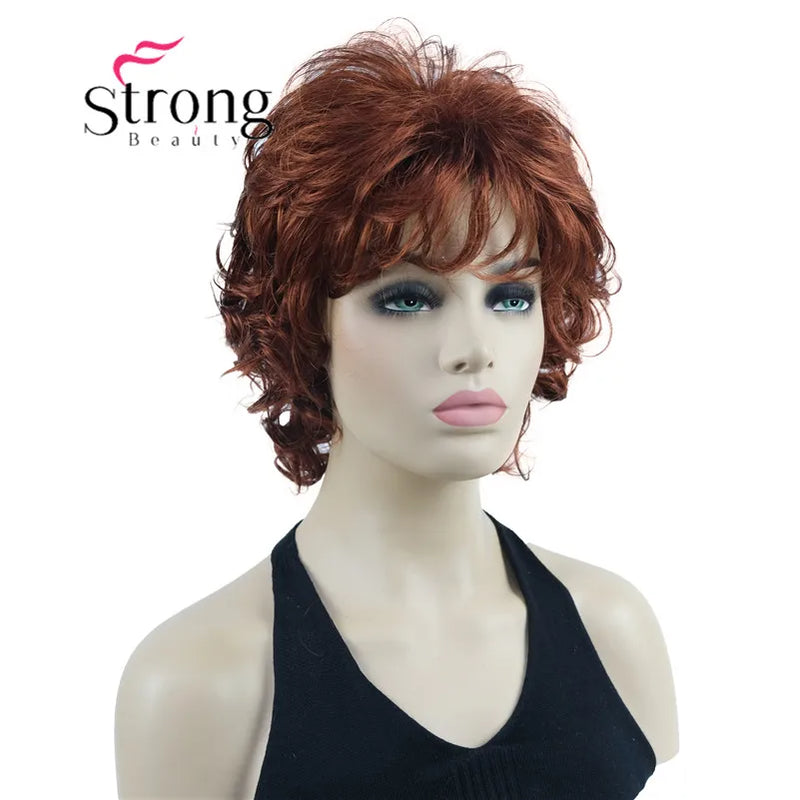 StrongBeauty Short Wig Soft Tousled Curls Blonde Highlights Full Synthetic Wigs COLOUR CHOICES