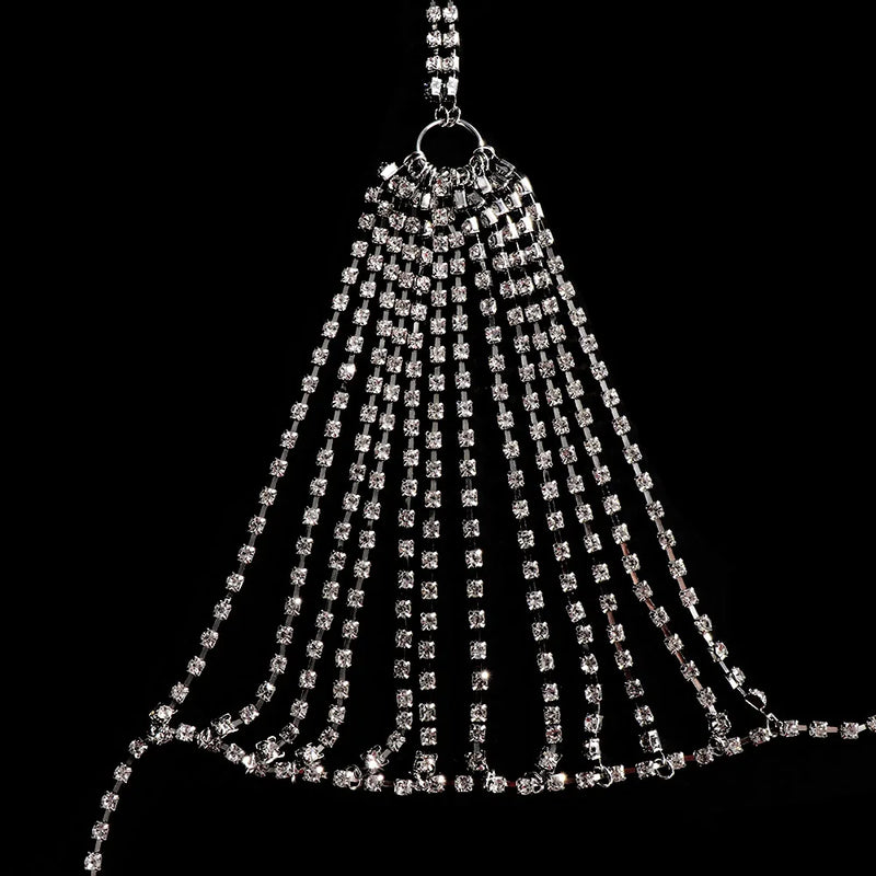 Rhinestone Bra Chain Beach Jewelry Body Shiny Crystal Bra Chest Beach Bralette Harness Bikini Body Chain Sexy Bra