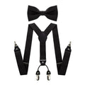 Fashion Suspenders Men Elastic Band Bowtie Set Leather 6 Clips Brace Male Vintage Casual Wedding Party - Visuel 3 | SAMAG