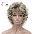 StrongBeauty Short Wig Soft Tousled Curls Blonde Highlights Full Synthetic Wigs COLOUR CHOICES