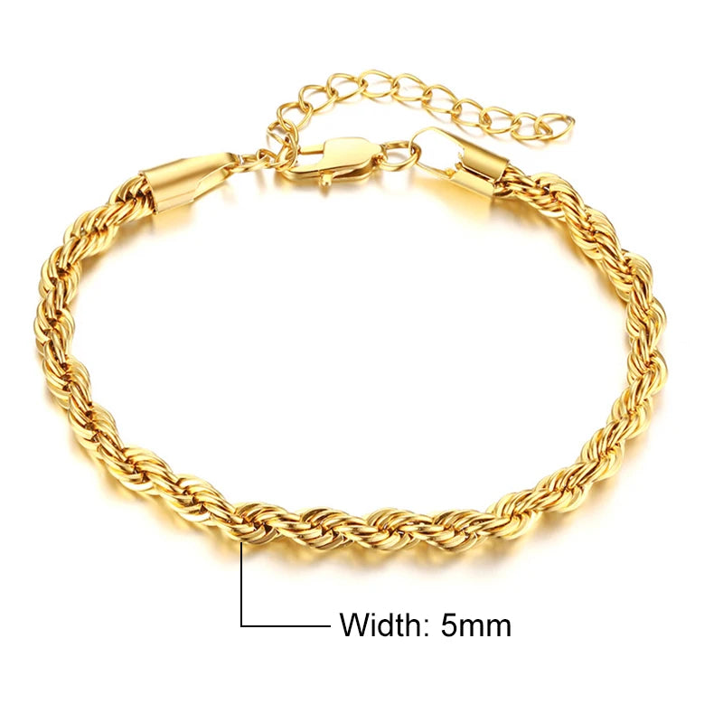 Vnox Charming Flash Twisted Rope Chain Bracelets for Women Lady, Stainless Steel Wrist Jewelry Length - Visuel 9 | SAMAG