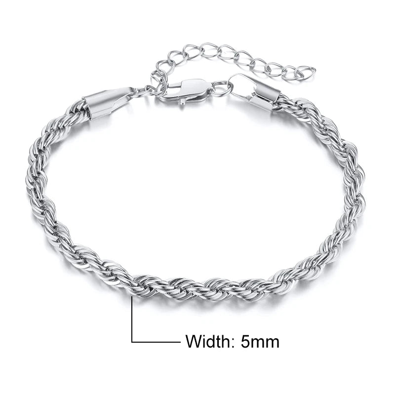 Vnox Charming Flash Twisted Rope Chain Bracelets for Women Lady, Stainless Steel Wrist Jewelry Length - Visuel 8 | SAMAG