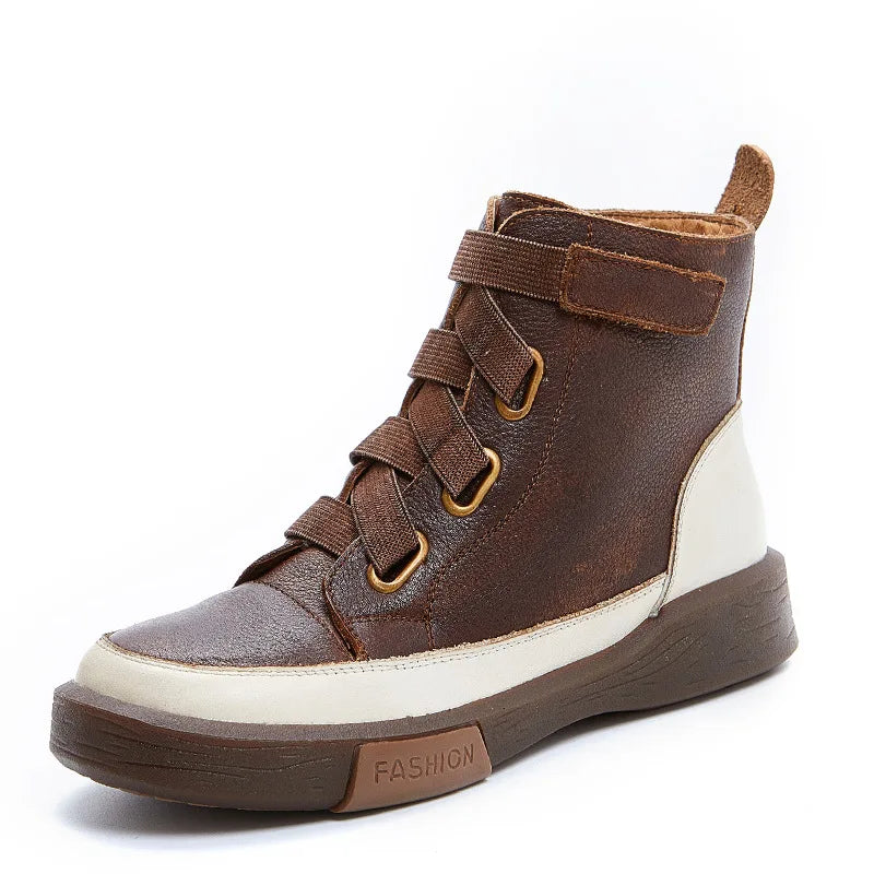 Handmade high-top shoes women's tide new  thick bottom plus velvet ins super fire retro leisure