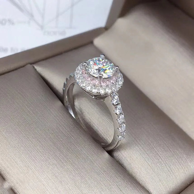 100% Real 18K Gold Ring for Women Natural AAA Moissanite Jewelry Gemstone Anillos De Bizuteria Tension - Visuel 2 | SAMAG