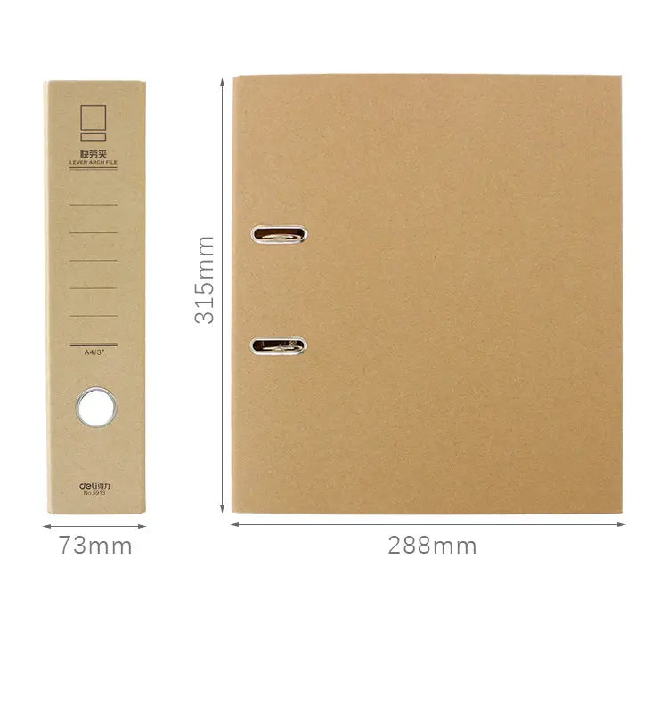 Deli Large Ring Binder A4 File Folder Kraft Paper Archivador Anillas A4 Folder For Documents Organizer Big Ring Binder Folder A4