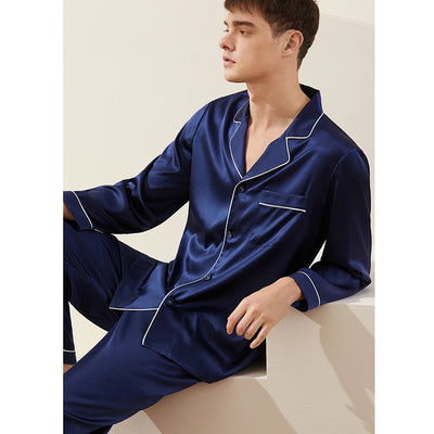 Men's 100% Real Silk Pajamas Set for Sleepwear Loungewear | SAMAG