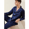 Men's 100% Real Silk Pajamas Set for Men Sleepwear Loungewear Long Sleeve Button Down PJ with Pocket Luxury 19 Momme