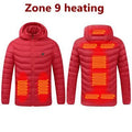 Men Winter Warm USB Heating Jackets Smart Thermostat Pure Color Hooded Heated Clothing Waterproof  Warm Jackets
