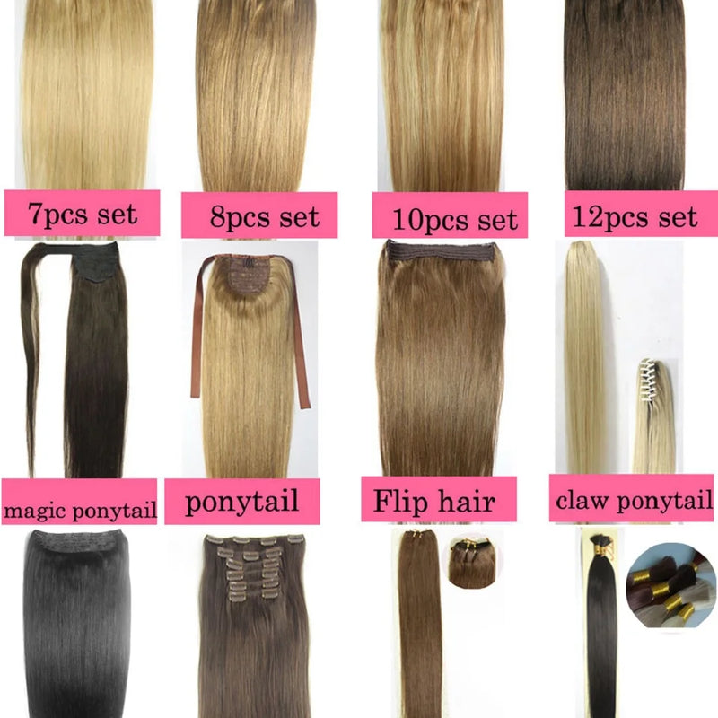 ZZHAIR Clip In 100% Human Remy Hair Extensions 16"-28" 8Pcs Set 100g-160g Full Head Body Wavy Natural