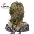 Lady Women Blonde With Dark Root Medium Length Cascaded Layers Synthetic Hair Full Wig for women