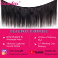 Beaufox Brazilian Hair Weave Bundles Straight Human Hair Bundles Extension Natural/Jet Black Remy 1/3/4 Pc Hair Bundles 8-30 In