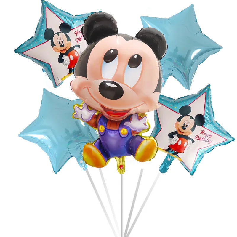 5pcs Mickey Minnie Head Birthday Party Decoration Balloon Helium Foil Balloons Baby 1st Baby Shower Air Globos Kids Toys Ball
