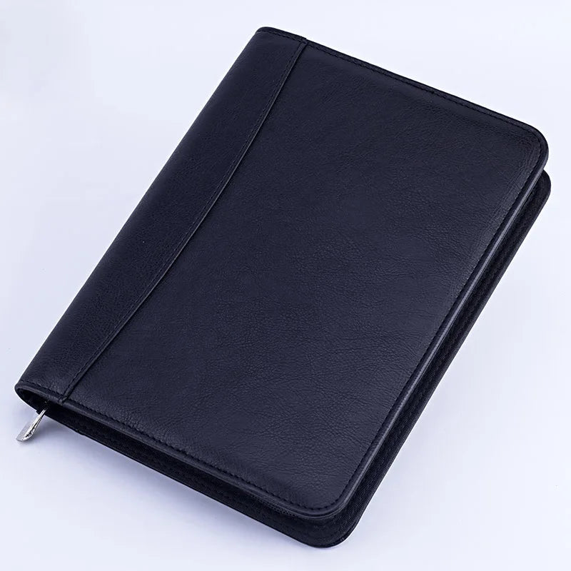A5 Padfolio File Folder Document Bag with Calculator Zipper Fichario Binder Notebook Briefcase Executive Spiral 6 Ring Note Book