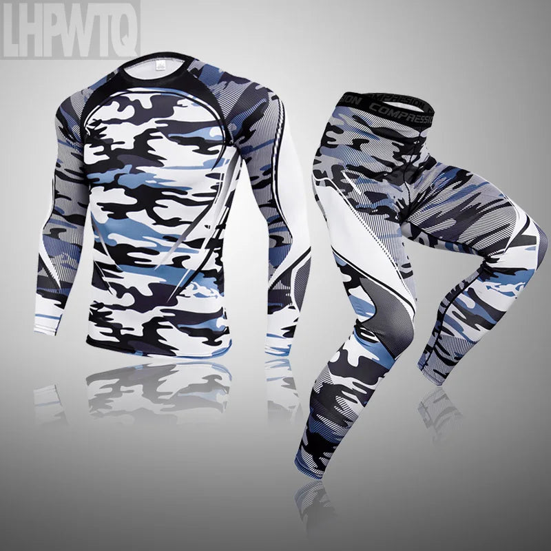 Men's Thermal Underwear Set MMA Tactics Fitness Leggings Base Compression Sports Suit Underwear Long Johns Men Clothing Brand