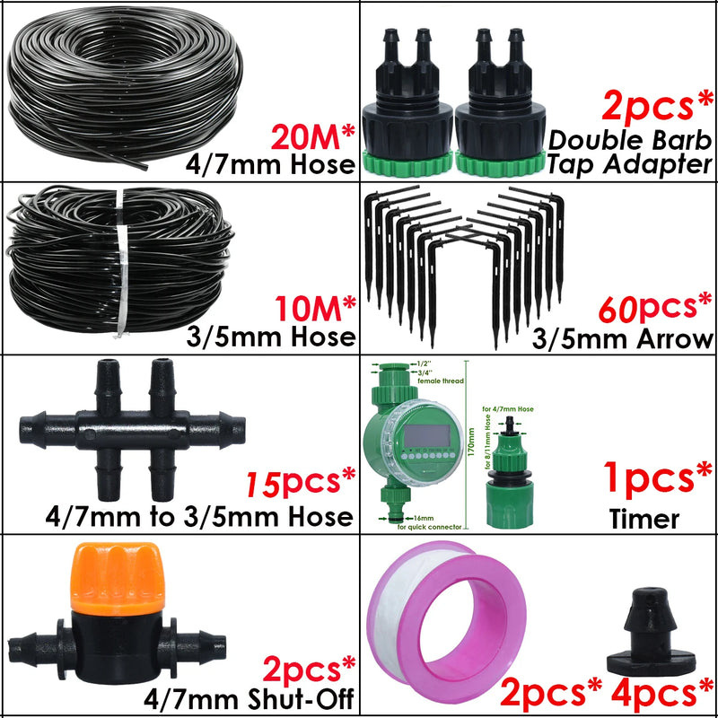 KESLA Garden Automatic Watering Irrigation Kit Elbow Emitter Drip System 4/7MM to 3/5MM Hose for Bonsai Potted Flower Greenhouse
