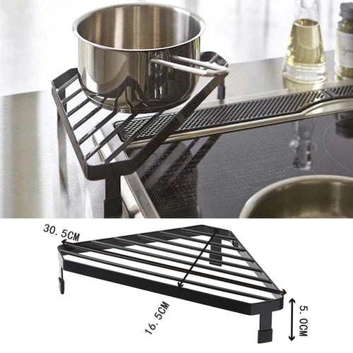 Kitchen triangle pot rack shelf floor corner dish cover storage stove - View 6 | SAMAG