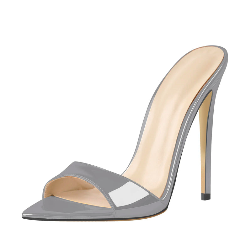 Onlymaker Women Peep Toe Mules Gold Slip On Thin High Sandals Big Size Classic Fashion Lady Sandals