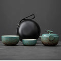 Ceramic Gongfu Travel Tea Set, Gorgeous Chinese Teapot Set with 2 Tea Cups, Portable Carrying Case