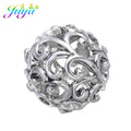 Juya 10 20Pcs/Lot 12mm Engrave Perles Hollow Antique Gold Silver Plated Metal Beads For DIY Women Men Beadwork Jewelry Making
