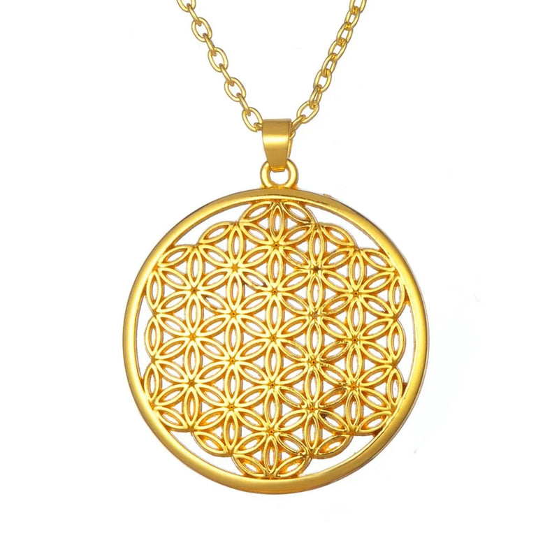My Shape Flower of Life Mandala Necklace for Women Pendant Sacred Geometry Aesthetic Choker Fashion Jewelry Gifts Link Chain