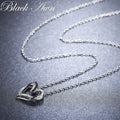 Black Awn Silver Color Necklace Women Jewelry Heart Black&White Stone Pendants P107