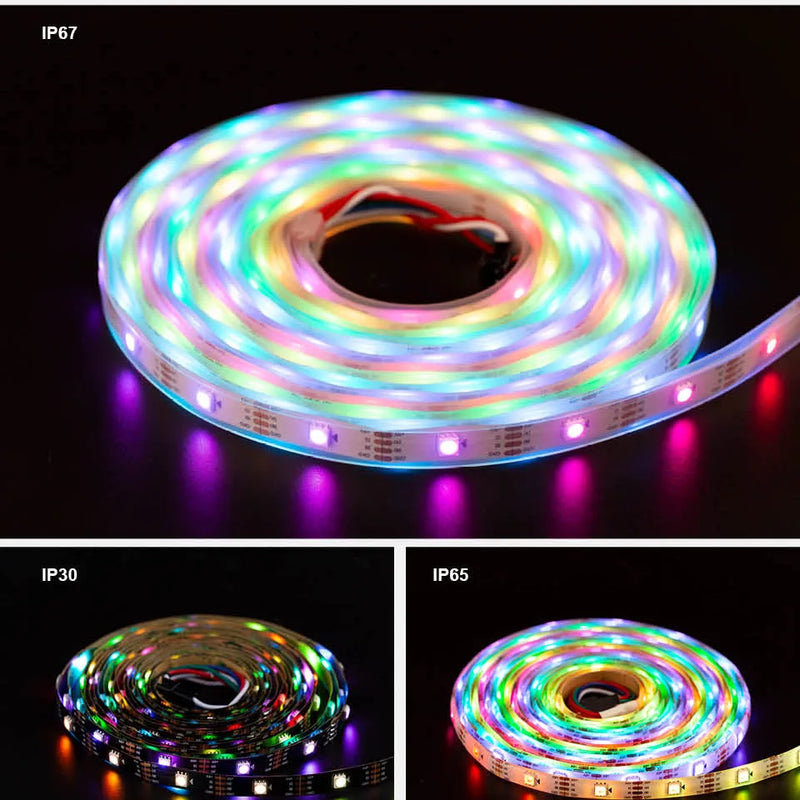 WS2813 Led Strip Light Dual Signal Individually Addressable 1m 4m 5m 30 60 100 144 LEDs WS2812B Updated Black White PCB DC5V