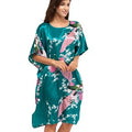High Quality Chinese Women Silk Home Dress Robe Summer Lounge Nightshirt Short Sleeve Sleepwear Nightgown Plus Size 6XL A-073