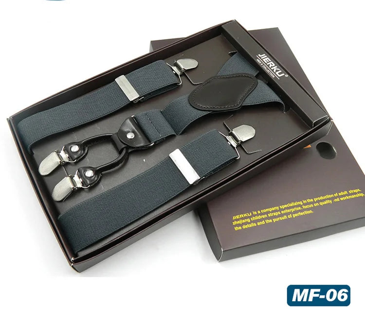 Man Suspenders Fashion Braces Adjustable 4 Clips Leather Belt Strap Tirante Trousers Suspensorio Father - Visuel 15 | SAMAG