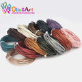 OlingArt 2mm 5M/Lot Craft Color Round Genuine Leather Cord Golden Silver DIY Necklace Bracelet Earrings Choker Jewelry Making