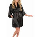 New Black Chinese Women's Faux Silk Robe Bath Gown Hot Sale Kimono Yukata Bathrobe Solid Color Sleepwear S M L XL XXL NB032