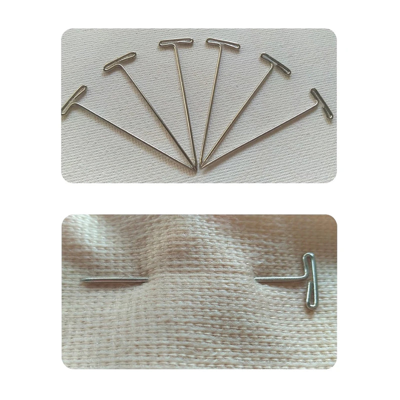 50pcs Tpins Long 32mm Silver T Shape Needles Pin For Wigs Hair Weaving Tools Salon Styling Tools Mannequin Head Wig Stand