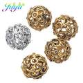Juya 10 20Pcs/Lot 12mm Engrave Perles Hollow Antique Gold Silver Plated Metal Beads For DIY Women Men Beadwork Jewelry Making