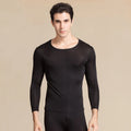 SuyaDream Men Long Johns Natural Silk Round neck Thermal Underwear For Men Fall Winter Underwear Set