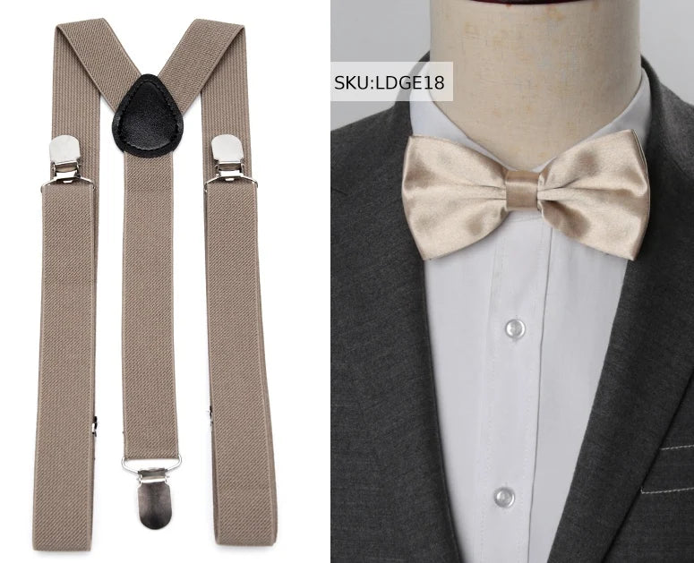 Suspenders Bow Tie Set Men Fashion Suspensorio for Man Boy Women Bowtie Braces Trousers Tirantes Wedding - Visuel 22 | SAMAG
