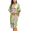 High Quality Chinese Women Silk Home Dress Robe Summer Lounge Nightshirt Short Sleeve Sleepwear Nightgown Plus Size 6XL A-073
